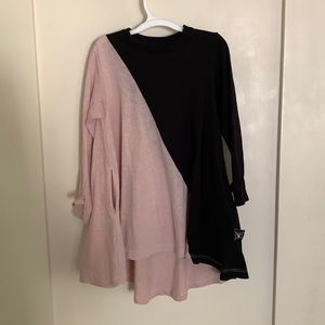 Pink Black Color-block dress